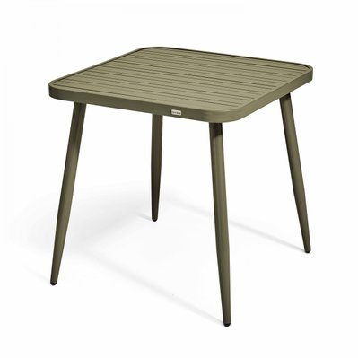 Ensemble table de jardin et 4 fauteuil en aluminium/bois vert kaki 75 x 75 x 76 cm - 108685 - 3663095126122