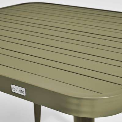 Ensemble table de jardin et 4 fauteuil en aluminium/bois vert kaki 75 x 75 x 76 cm - 108685 - 3663095126122