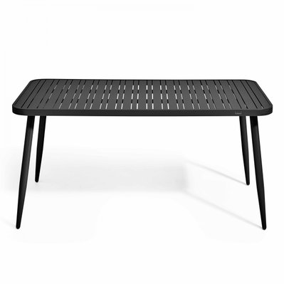 Ensemble table rectangulaire et 4 fauteuils en aluminium noir 150 x 75 x 75 cm - 108261 - 3663095117304