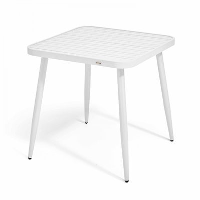 Table de jardin carrée en aluminium blanc - 108017 - 3663095115027