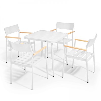 Table de jardin carrée en aluminium blanc - 108017 - 3663095115027