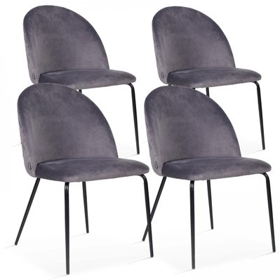 Lot de 4 chaises en velours grises - 108107 - 3663095115812