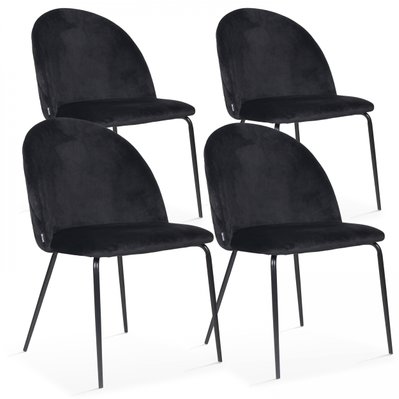 Lot de 4 chaises en velours noir - 108106 - 3663095115805