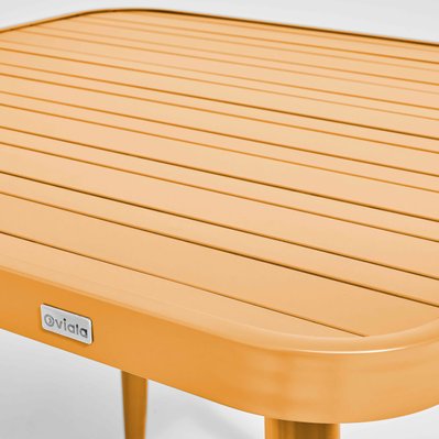 Ensemble table de jardin et 4 fauteuils en aluminium jaune moutarde 75 x 75 x 76 cm - 108670 - 3663095125972