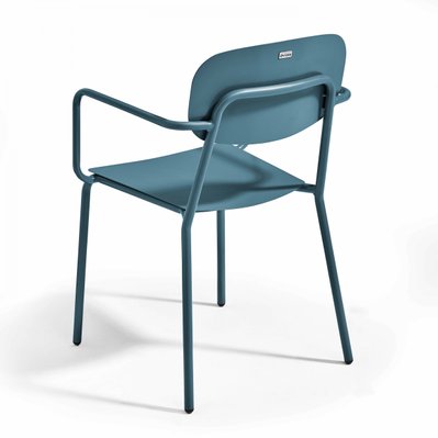 Ensemble table de jardin et 4 fauteuils en aluminium bleu canard 75 x 75 x 76 cm - 108671 - 3663095125989