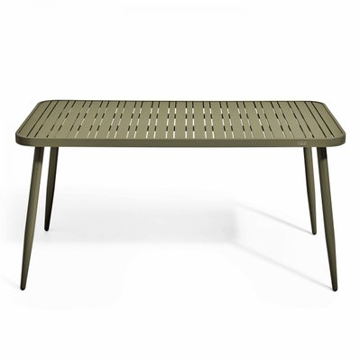 Ensemble table rectangulaire et 4 fauteuils en aluminium vert kaki 150 x 75 x 75 cm - 108267 - 3663095117366