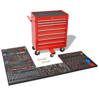 vidaXL Chariot à outils pour atelier avec 1125 outils Acier Rouge