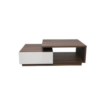 MONTREAL - Table basse en bois foncé et tiroirs blanc