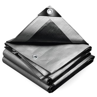 VOUNOT Bâche de Protection en Polyéthylène resistant et impermeable 240g/m² gris et noir 2x3m
