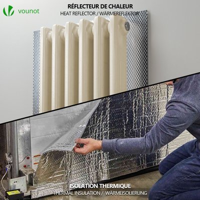 VOUNOT Isolant thermique a bulle double couche aluminium radiateur reflecteur 1.22x10m - 6815006195735 - 6973424412435