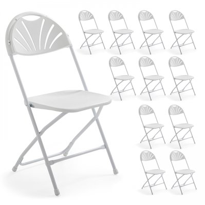 12 chaises pliantes de réception ajourées - Blanc - 101629 - 3663095010865