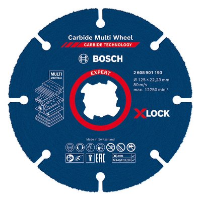 Disque à tronçonner BOSCH 2608901193 X-LOCK Expert Carbide Multi Wheel 125 mm, 1 mm, 22,23 mm - 2608901193 - 4059952567518