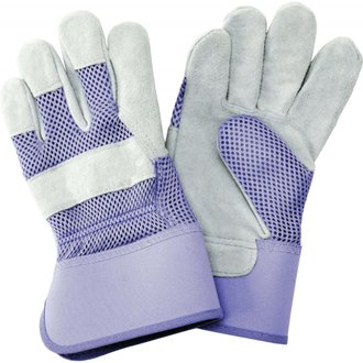Gants de jardinage renforcés tissu et cuir Gloves Violet gris - Taille M