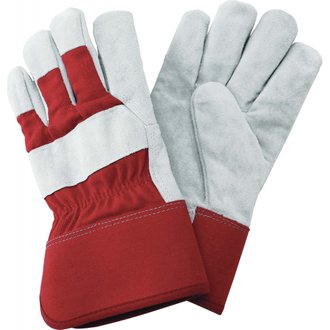 Gants de jardinage renforcés tissu et cuir Gloves Rouge gris - Taille L