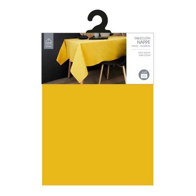 Nappe en coton uni 140 x 250 cm jaune moutarde - 58368 - 3664944429265