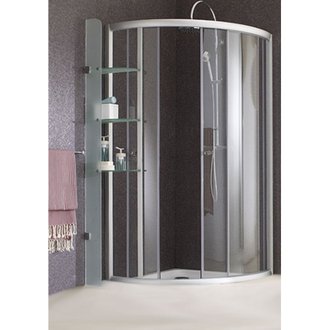 Porte coulissante d'angle COSY - 111 x 185 cm - verre transparent - chrome