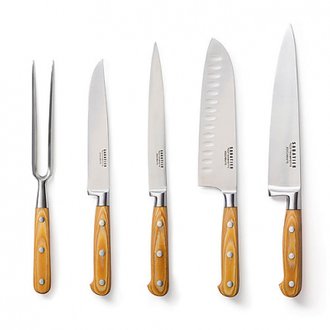 Set de 5 pièces ESSENTIEL : 3 couteaux + fourchette à découper & santoku