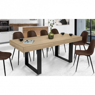 Table à manger extensible BRIXTON - 160/200 cm - bois et noir