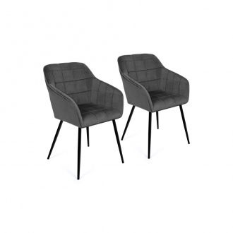 Pack de 2 fauteuils Melinda - velours - gris foncé