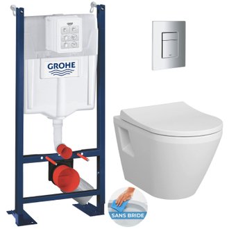 Pack WC Bâti Autoportant Rapid SL + WC sans bride Integra + Abattant softclose + Plaque chrome