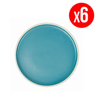 Set de 6 assiettes à dessert "Aeki" - Ø 20.5 cm - bleu