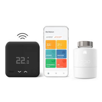 Thermostat Intelligent et connecté sans fil - Kit de démarrage V3+ Black et une tête thermostatique connectée