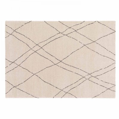 Tapis rectangulaire motif berbère à poils courts écru 160 x 230 cm - Atlas - 108636 - 3663095125637