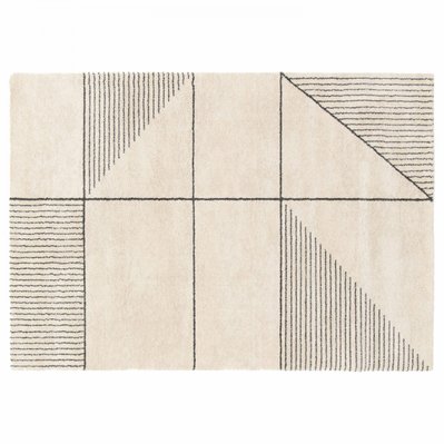 Tapis rectangulaire motif linéaire à poils courts beige 160 x 230 cm - Clyde - 108645 - 3663095125729