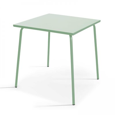 Table de jardin carrée en métal vert sauge 70cm - Palavas - 108410 - 3663095117731