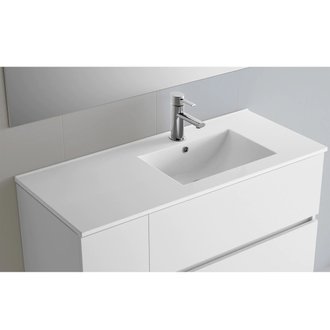 Plan vasque en céramique - 1005 x 20 x 460 mm - blanc