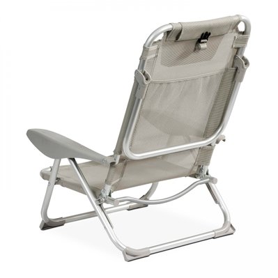 Lot de 2 fauteuils clic clac des plages en polyester gris - 104982 - 3663095028143