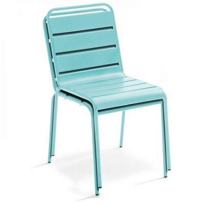 Ensemble table de jardin et 8 chaises en métal gris et turquoise 180 x 90 x 72 cm - 109272 - 3663095131034