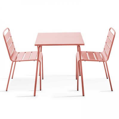 Ensemble table de jardin carrée et 2 chaises acier argile 70 x 70 x 72 cm - 109157 - 3663095129888