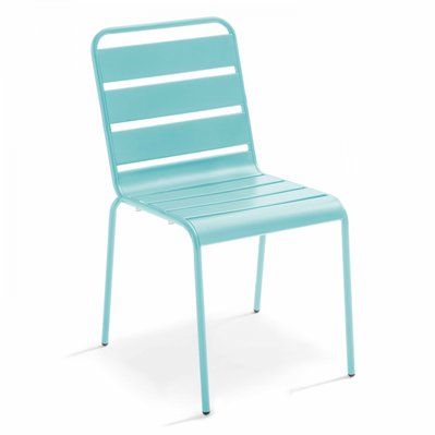 Ensemble table de jardin et 8 chaises en métal turquoise 180 x 90 x 72 cm - 109264 - 3663095130952