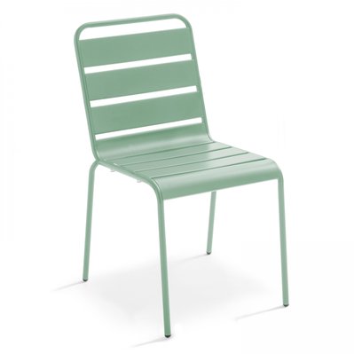 Ensemble table de jardin et 8 chaises en métal vert sauge 180 x 90 x 72 cm - 109263 - 3663095130945