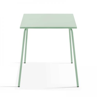 Ensemble table de jardin carrée et 4 fauteuils acier vert sauge 70 x 70 x 72 cm - 109186 - 3663095130174