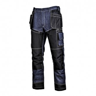 Jean de travail mutlipoche L40518 - 270 g/m² - renforts 300D - bleu jean/noir