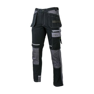 Pantalon de travail multipoche L40520 Pro - tissu Canvas - noir/gris