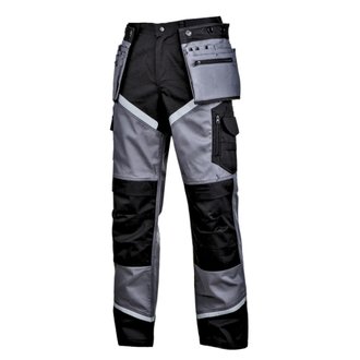 Pantalon de travail multipoche L40516 + inserts réfléchissants - 270 g/m² - noir/gris