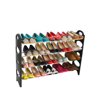 Etagère range-chaussures empilable - jusqu'à 50 paires - 154.5 x 90 x 20 cm - noir