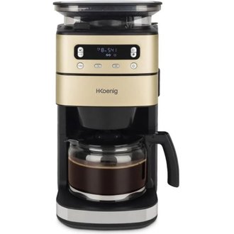 Machine à café avec filtre broyeur - 1000 w - 3 tailles de mouture - 1,4 l - noir & doré