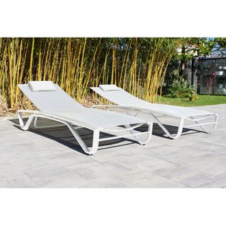 Duo de bains de soleil Figari - aluminium & textile - blanc