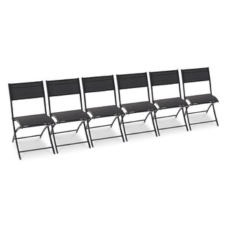Pack de 6 chaises pliantes - aluminium & textile - anthracite & noir