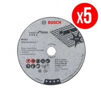 Pack de 5 disques expert inox à  tronçonner BOSCH - Ø76 mm